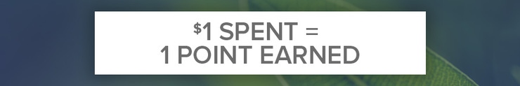 $1 Spent = 1 Reward Point Earned