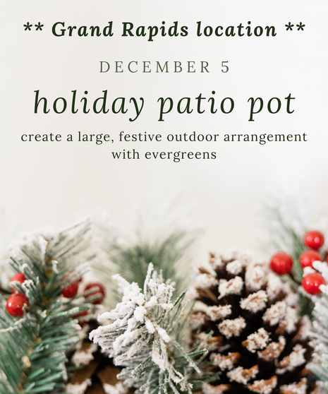 A flyer with winter greener, red berries, and pine cones.