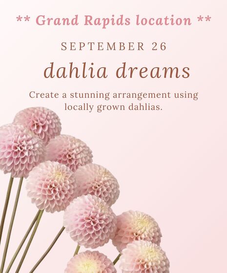 A flyer with pastel florals and foliage.