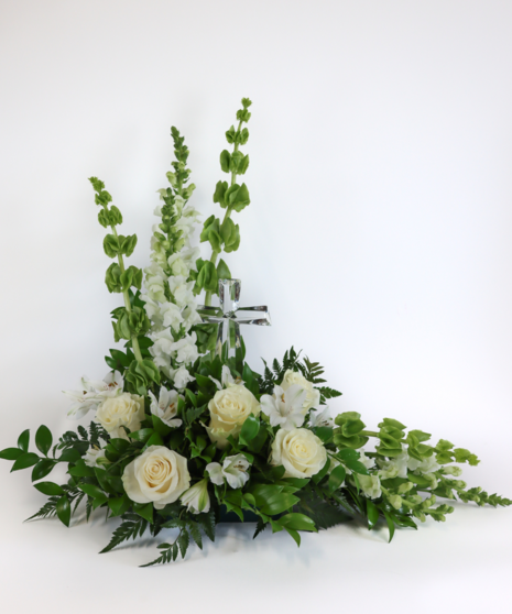 Premium Floral Funeral Cross for Memorial or Service