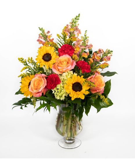 vibrant flowers in sunset tones