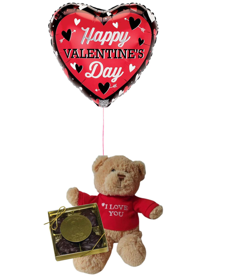 Sweethearts Package - Balloon, Gund 'I Love You' Bear, and 4 Piece Tortoise