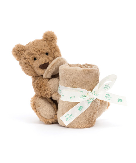 A cozy, soft soother with a small plush toy attached. Gentle on skin, with fun textures for little hands. Easy to roll up and take anywhere.